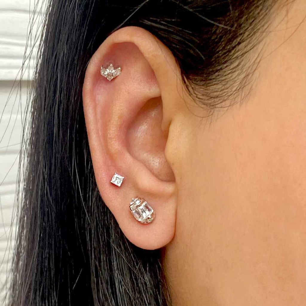 Mini Asscher Cut Studs
