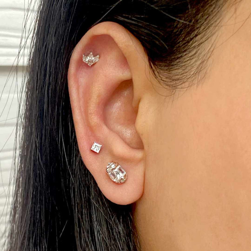 Mini Asscher Cut Studs