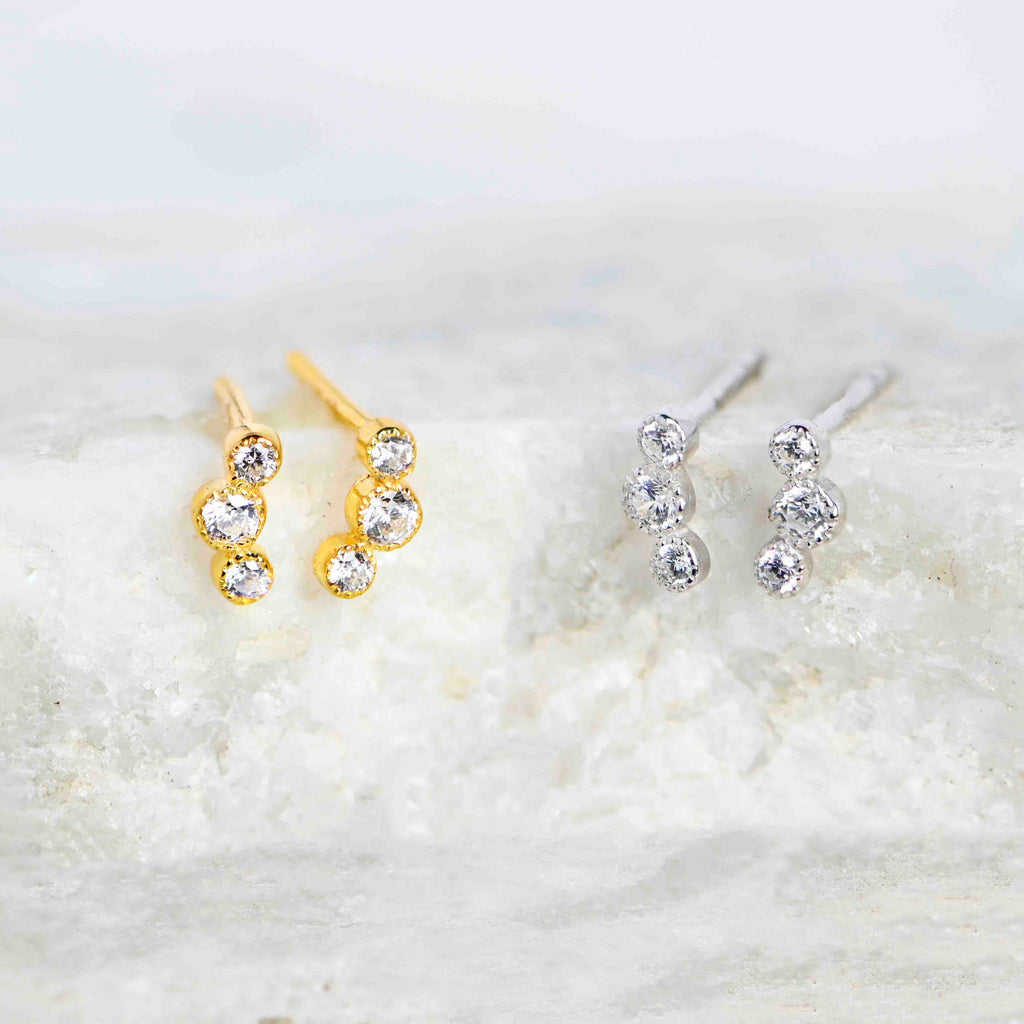 Bubbles Silver Helix Studs