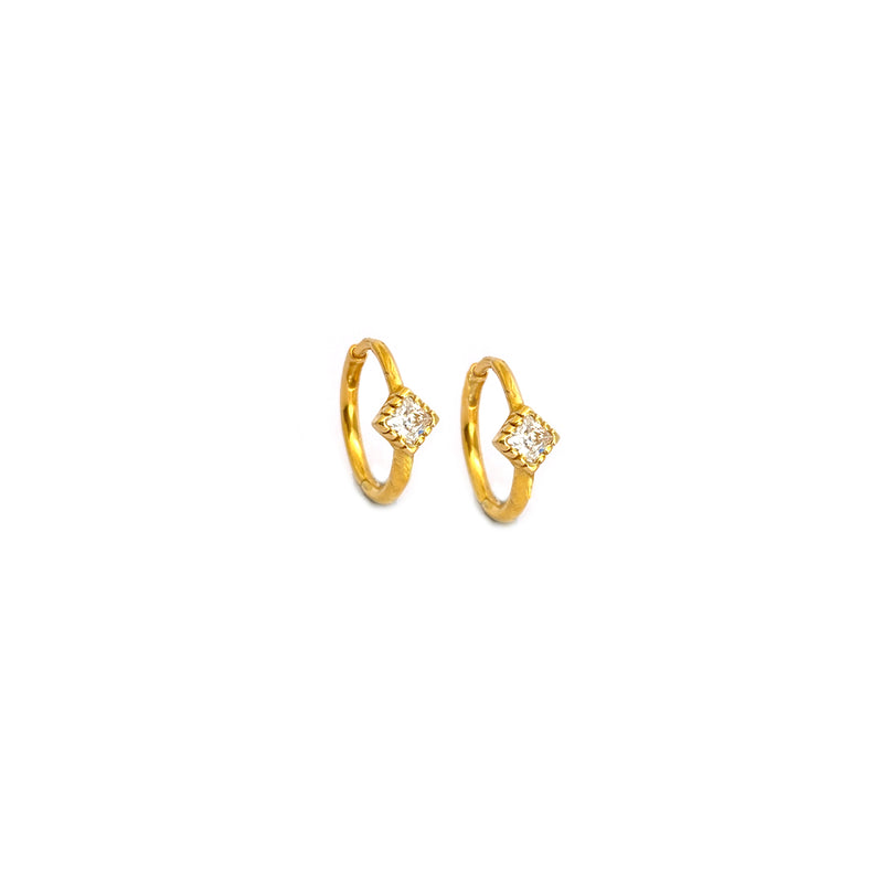 Chic Princess Cut Silver Hoops