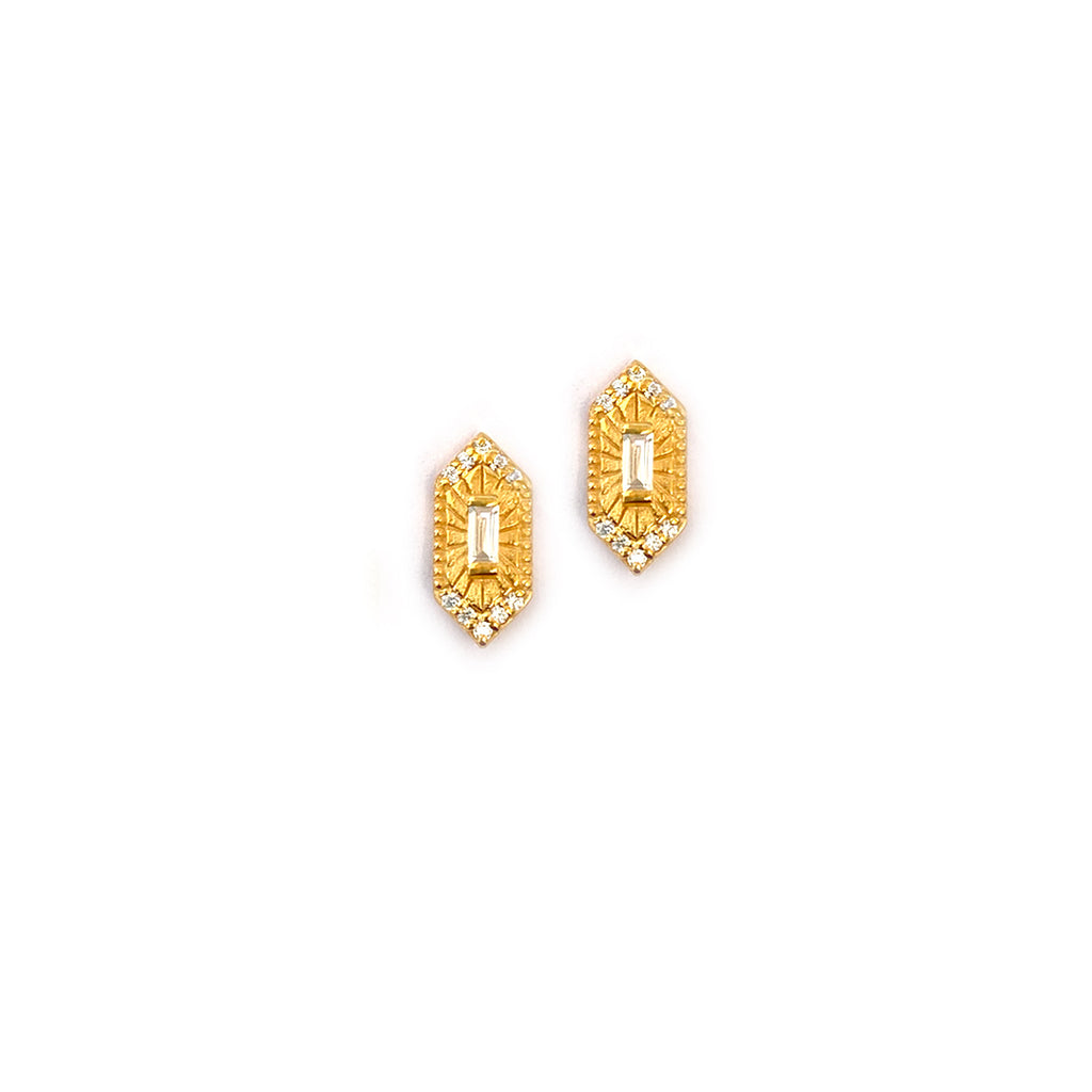 Elongated Baguette Silver Studs