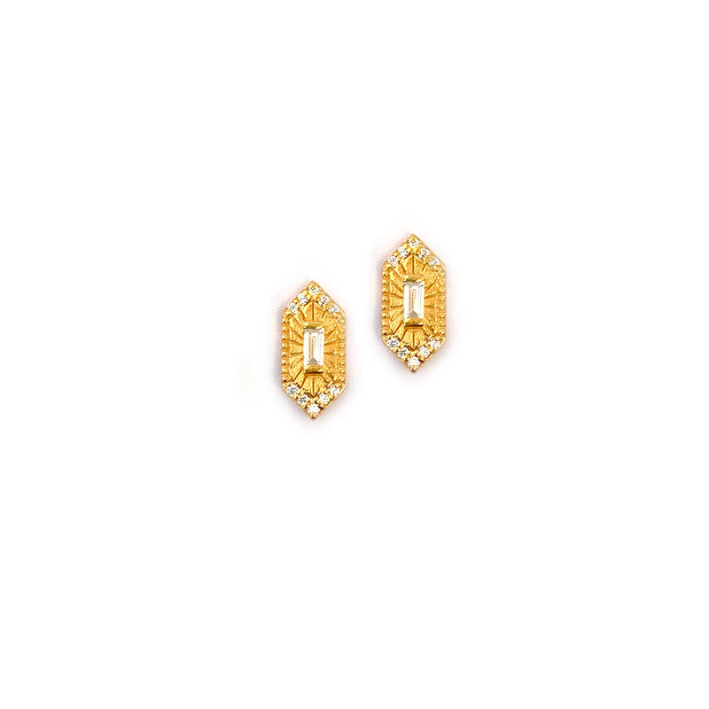 Elongated Baguette Silver Studs