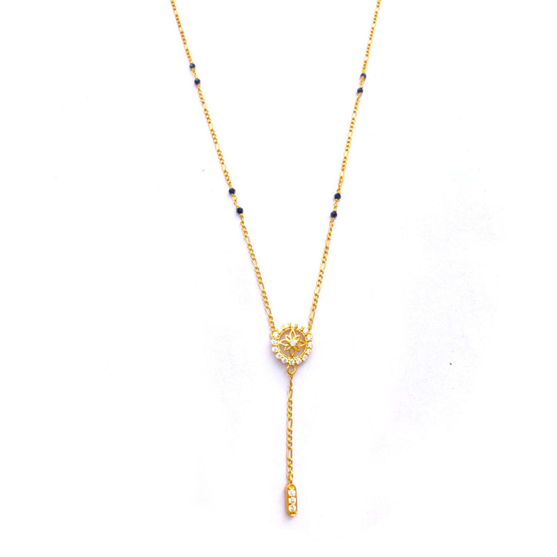 Flower Long Drop Silver Mangalsutra