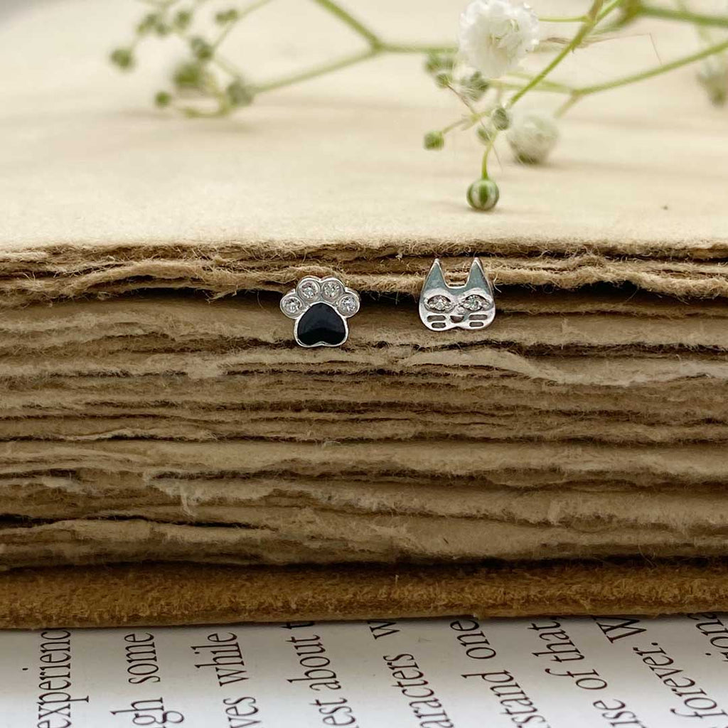 Kitty Paw Silver Earstuds