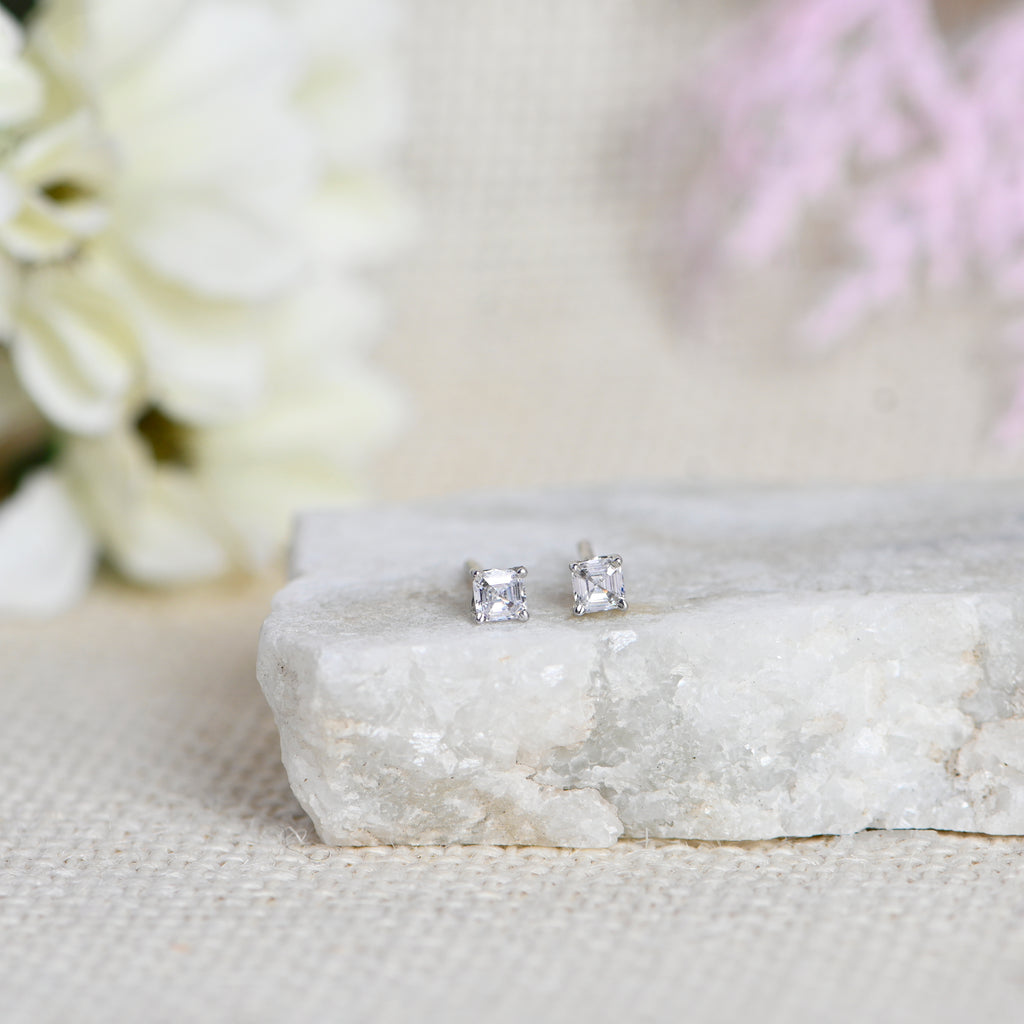 Mini Asscher Cut Studs
