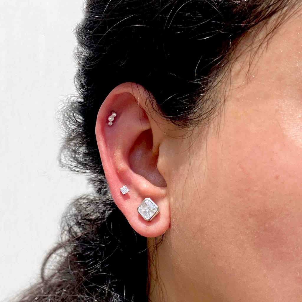 Mini Asscher Cut Studs - Boldiful