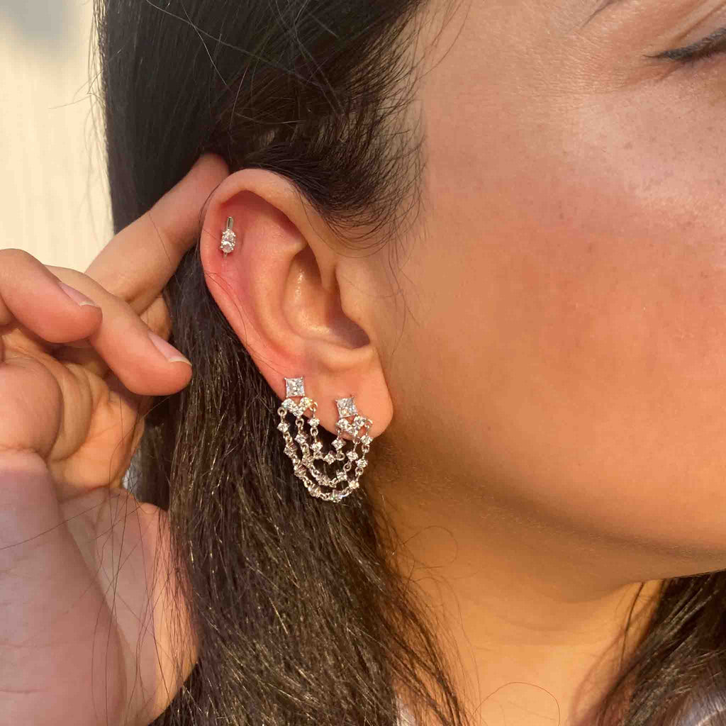 Opulent Statement Silver Earrings - Boldiful