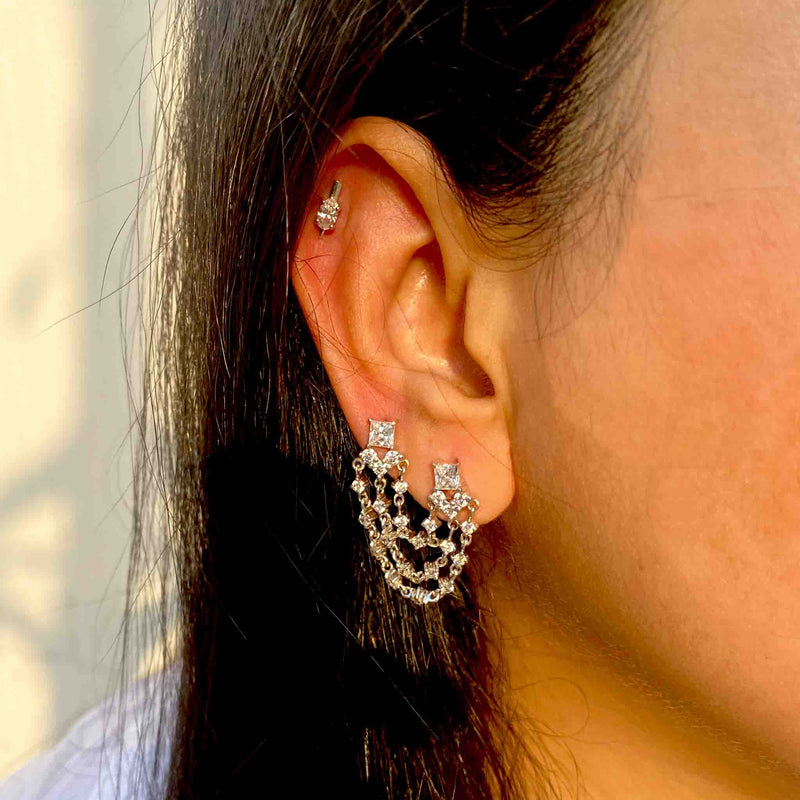 Opulent Statement Silver Earrings - Boldiful