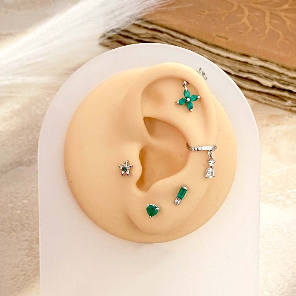 Quad Petal Drop Helix Earrings