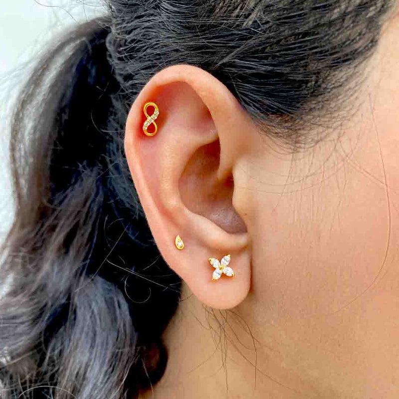 Quad Petal Silver Studs