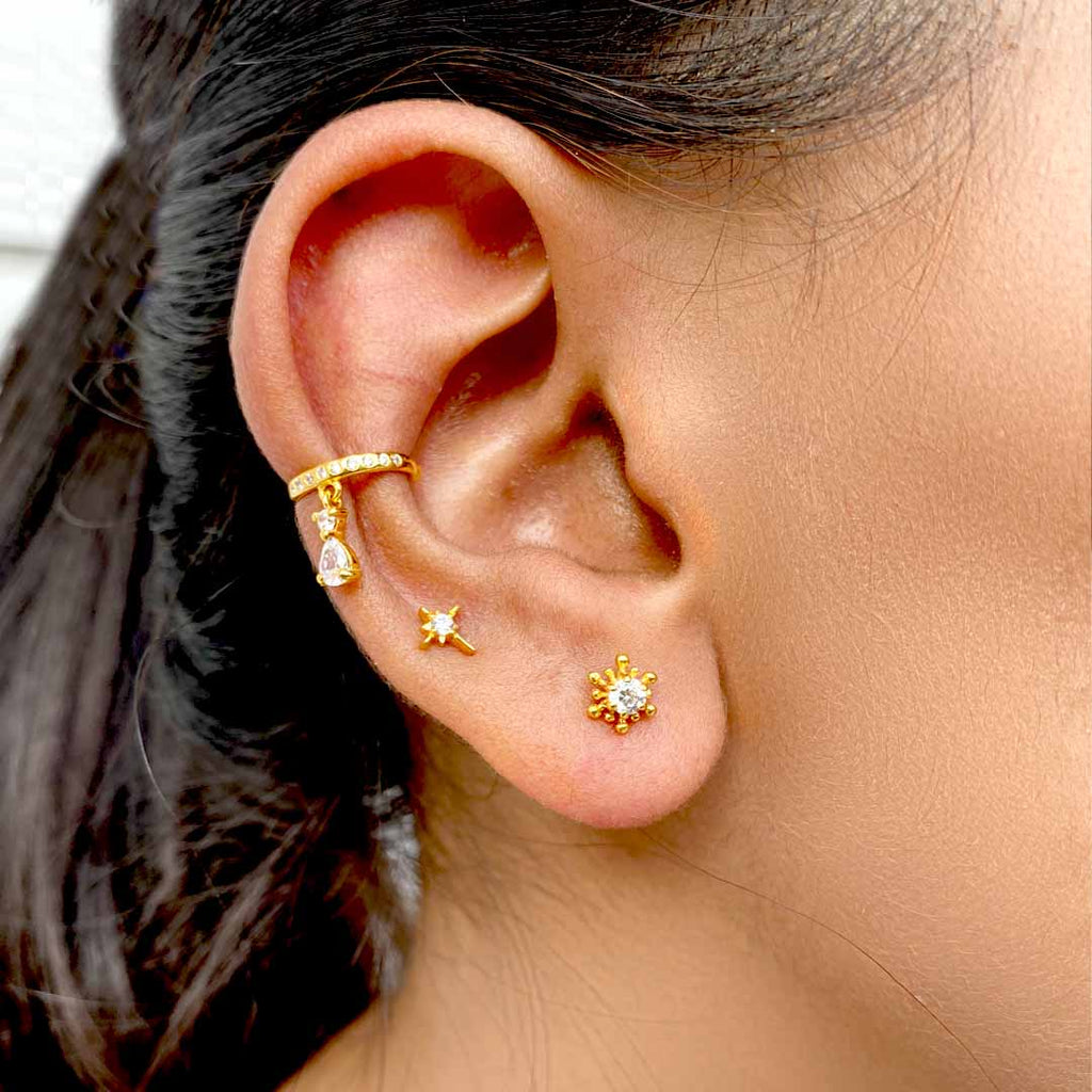 Starburst Silver Ear Studs