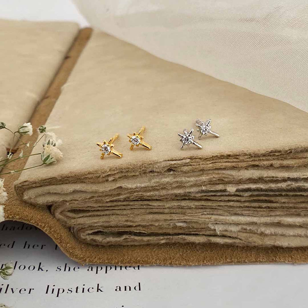 Starburst Silver Ear Studs