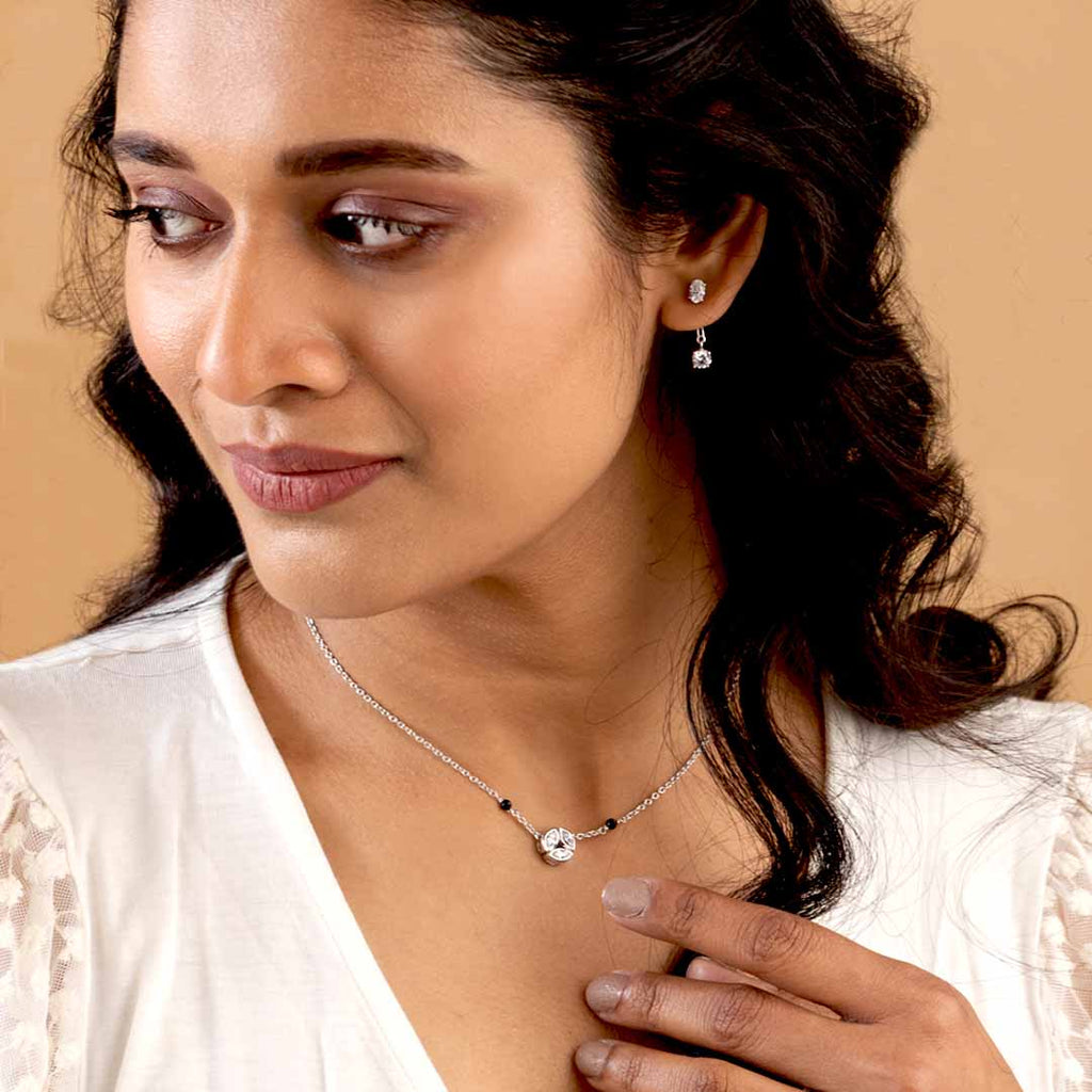 Trio Leaf Silver Mangalsutra