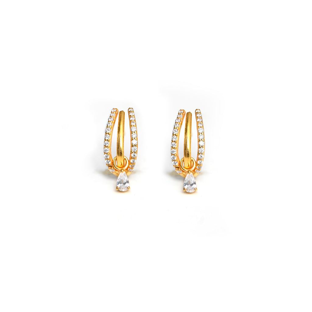 Trio Silver Half Hoop Earrings