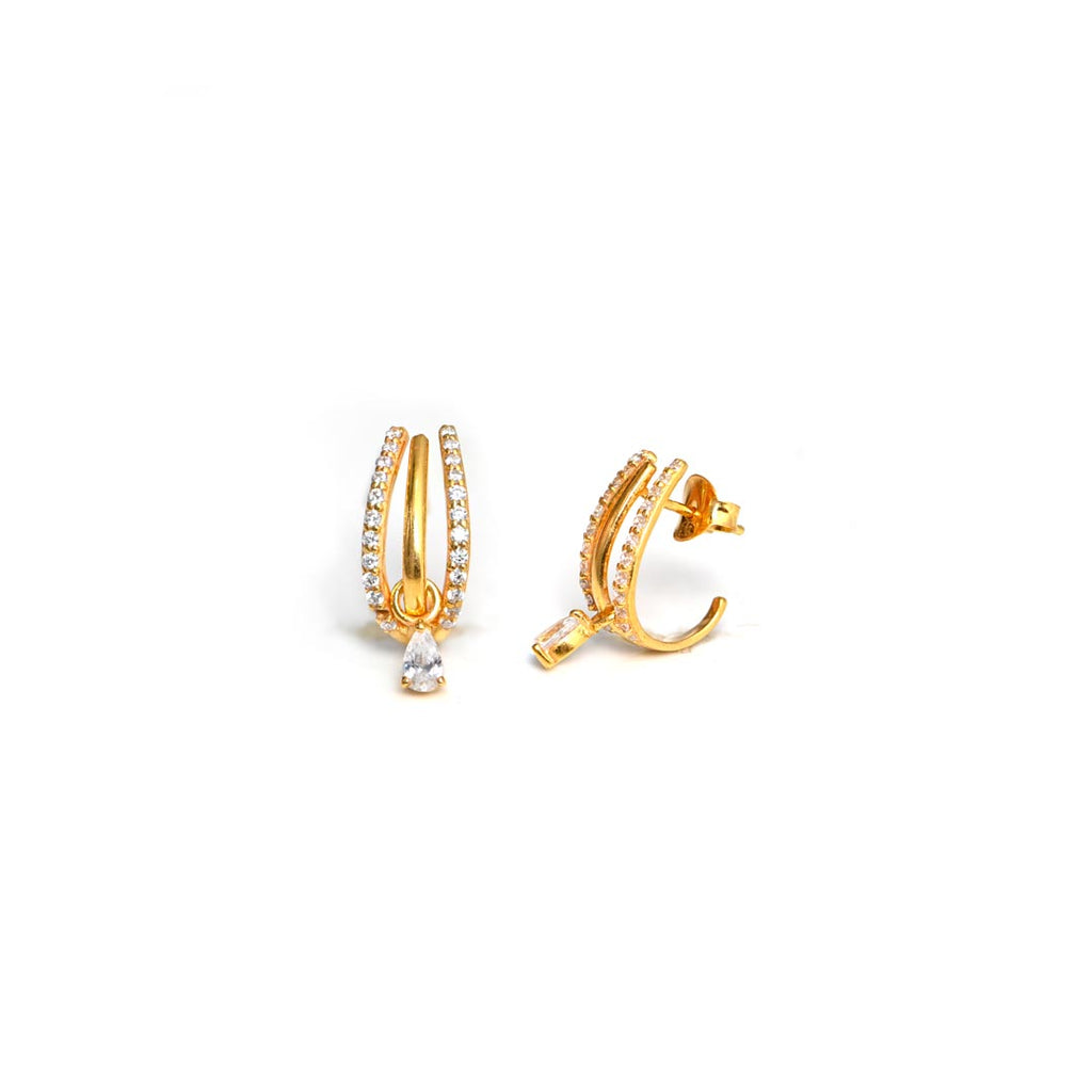 Trio Silver Half Hoop Earrings