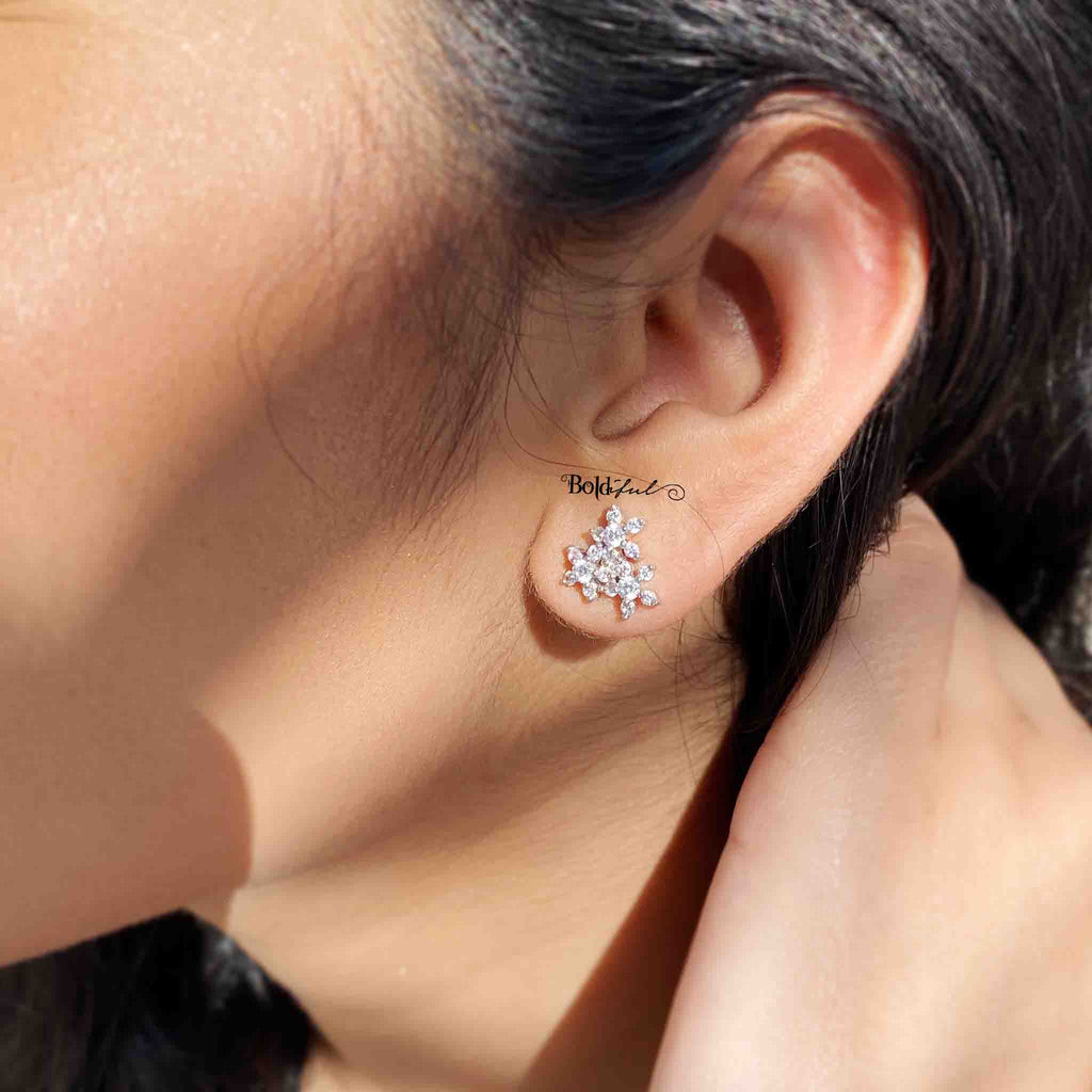 Allure Flower Cluster Silver Studs-Boldiful