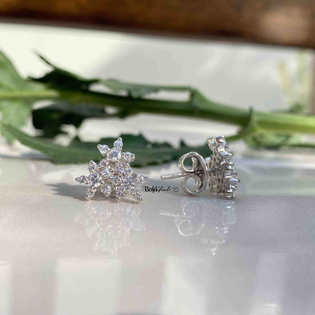 Allure Flower Cluster Silver Studs - Boldiful