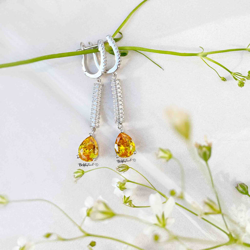 Amber Silver Dangler - Boldiful