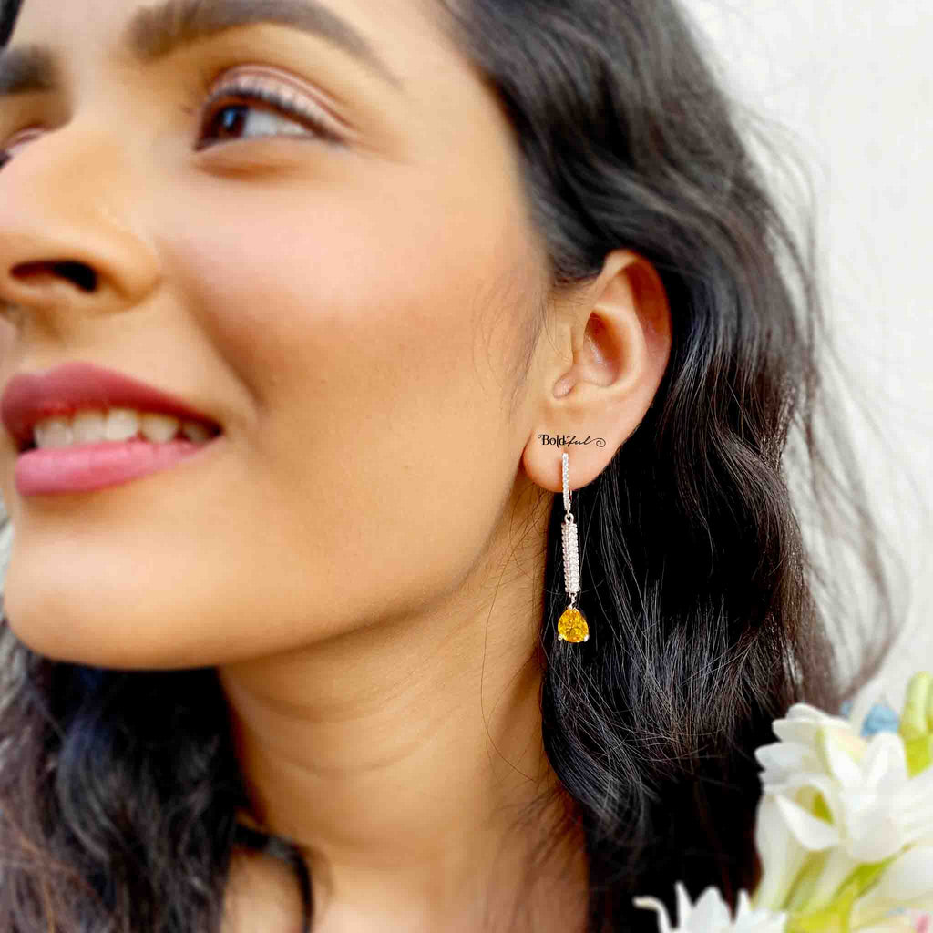 Amber Silver Dangler - Boldiful