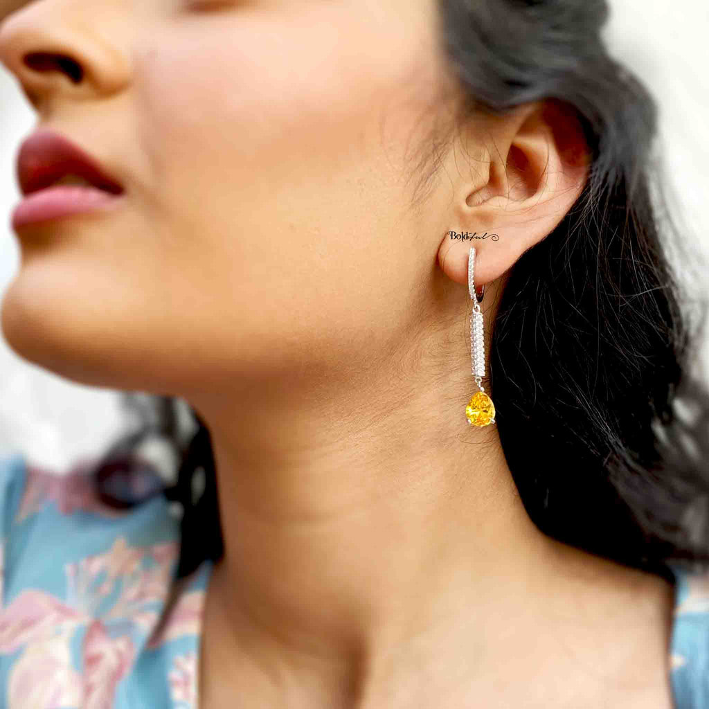 Amber Silver Dangler - Boldiful