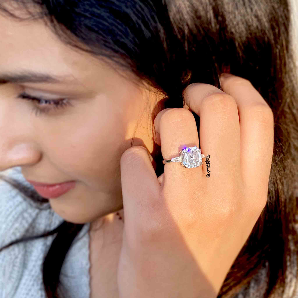 Argent Asscher Cut Silver Ring - Boldiful