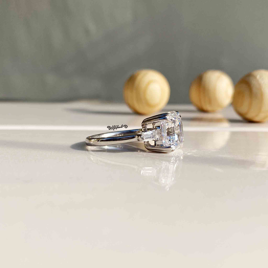 Argent Asscher Cut Silver Ring - Boldiful