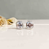Argent asscher cut silver Earstuds-Boldiful