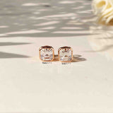 Argent asscher cut silver Earstuds-Boldiful