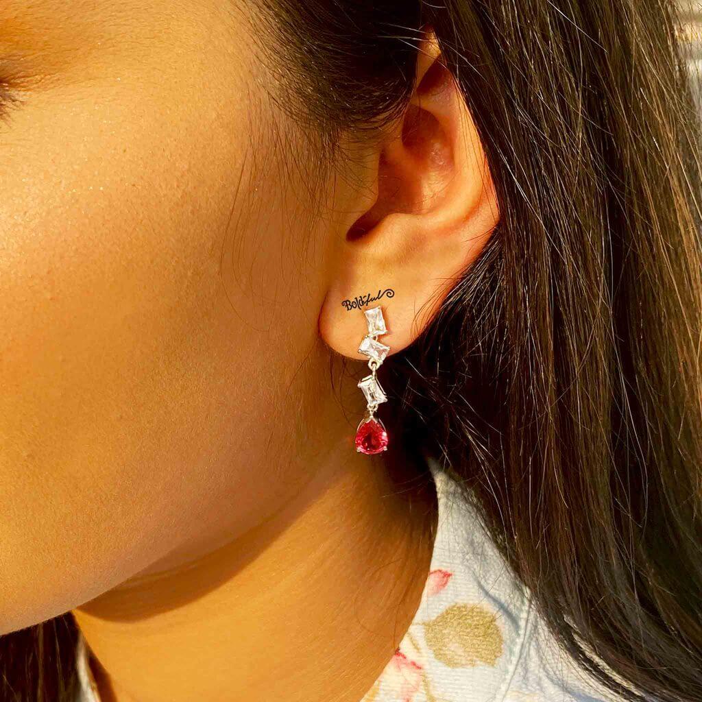 Asymétrique Pink Drop Earrings - Boldiful