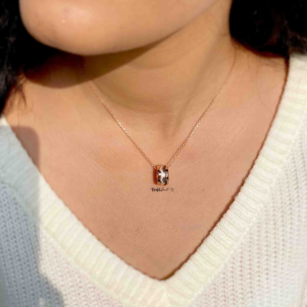 B & W Zirconia Silver Pendant - Boldiful