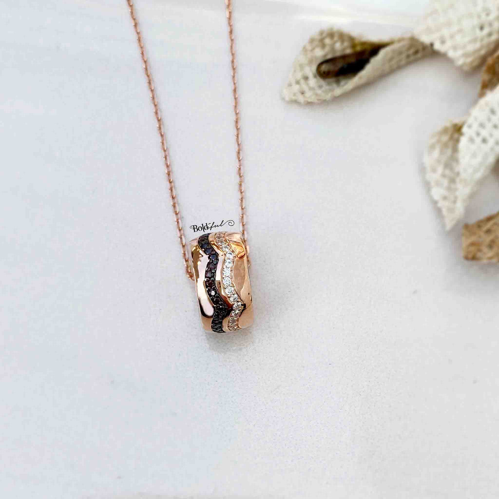 B & W Zirconia Silver Pendant - Boldiful