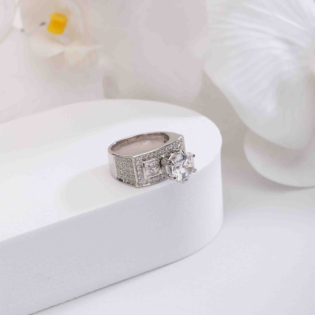 Beatific Solitaire Silver Ring - Boldiful