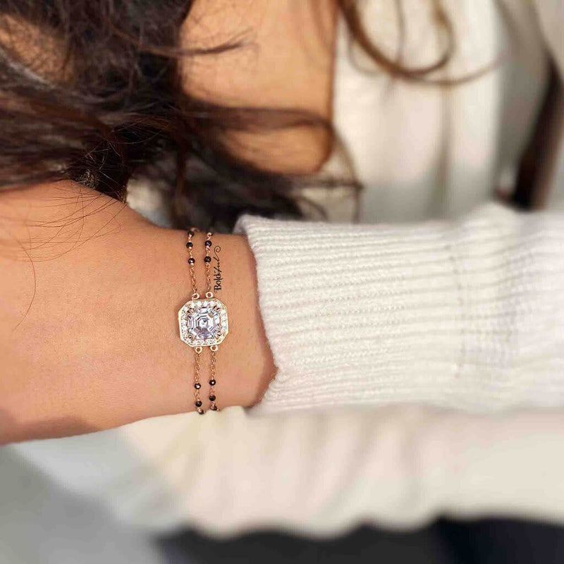 Blaze Asscher cut Mangalsutra Bracelet - Boldiful