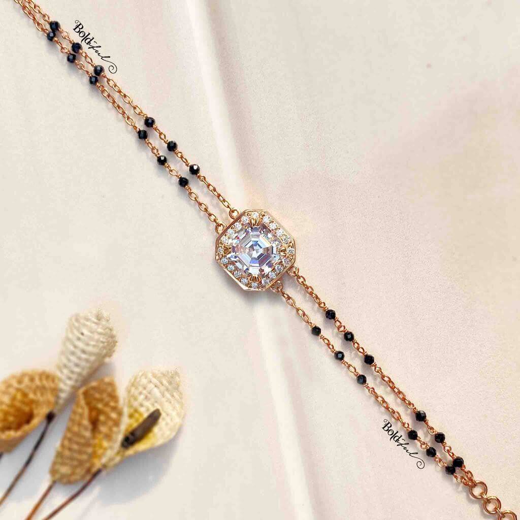 Blaze Asscher cut Mangalsutra Bracelet - Boldiful