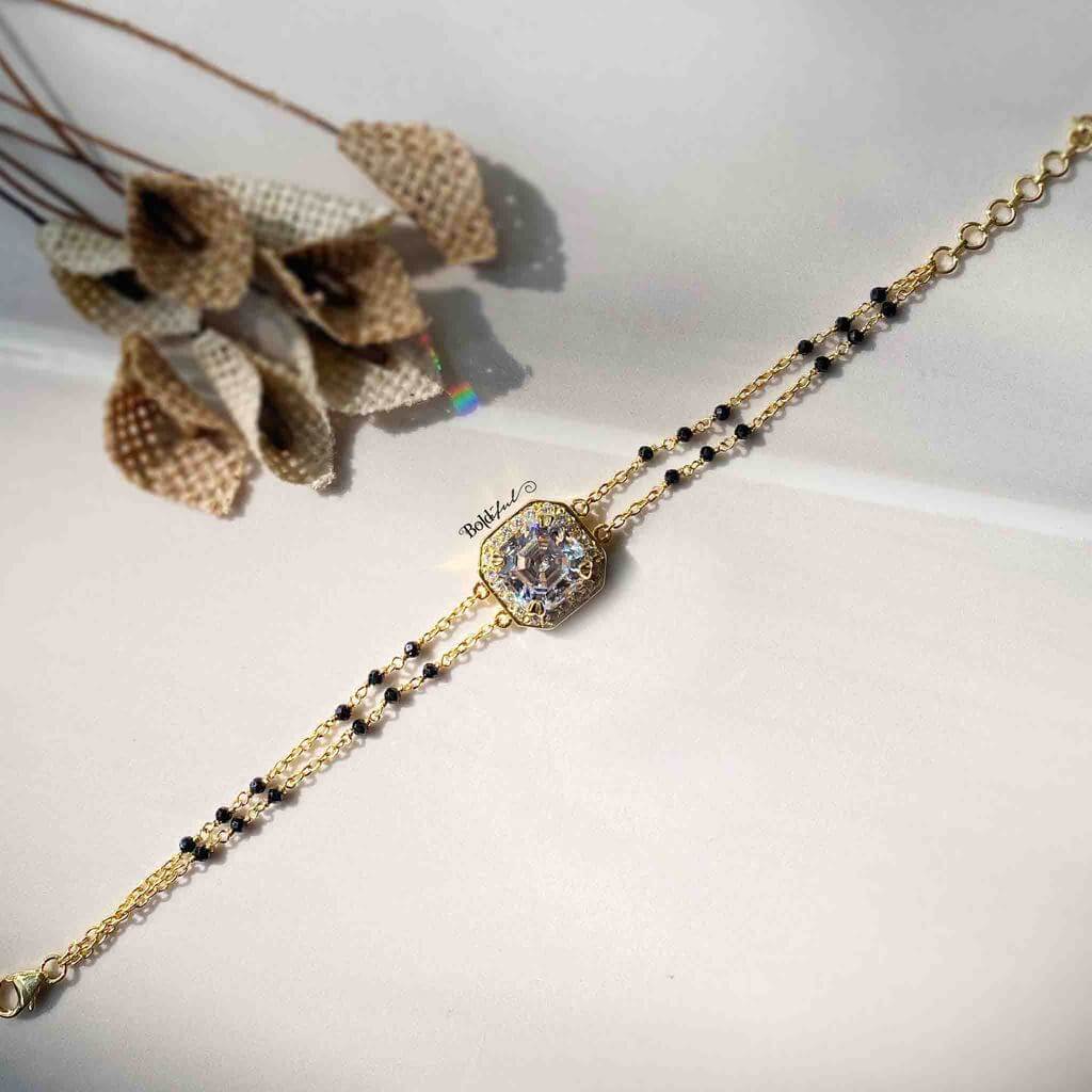 Blaze Asscher cut Mangalsutra Bracelet - Boldiful