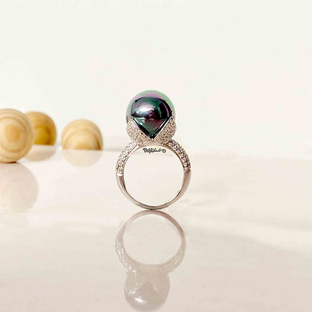 Blue Nacre Silver Ring - Boldiful