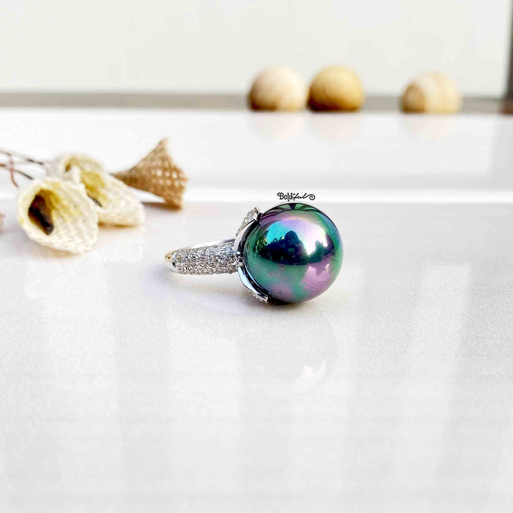 Blue Nacre Silver Ring - Boldiful