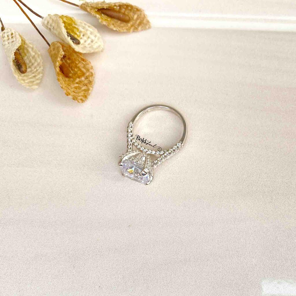 Bonny Cushion Cut Silver Ring - Boldiful