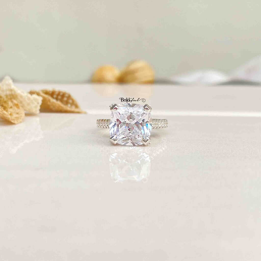 Bonny Cushion Cut Silver Ring - Boldiful
