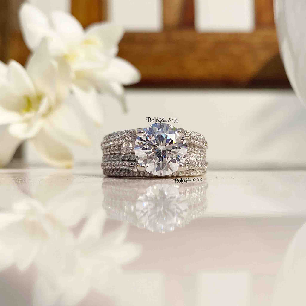 Camber Solitaire Silver Ring - Boldiful