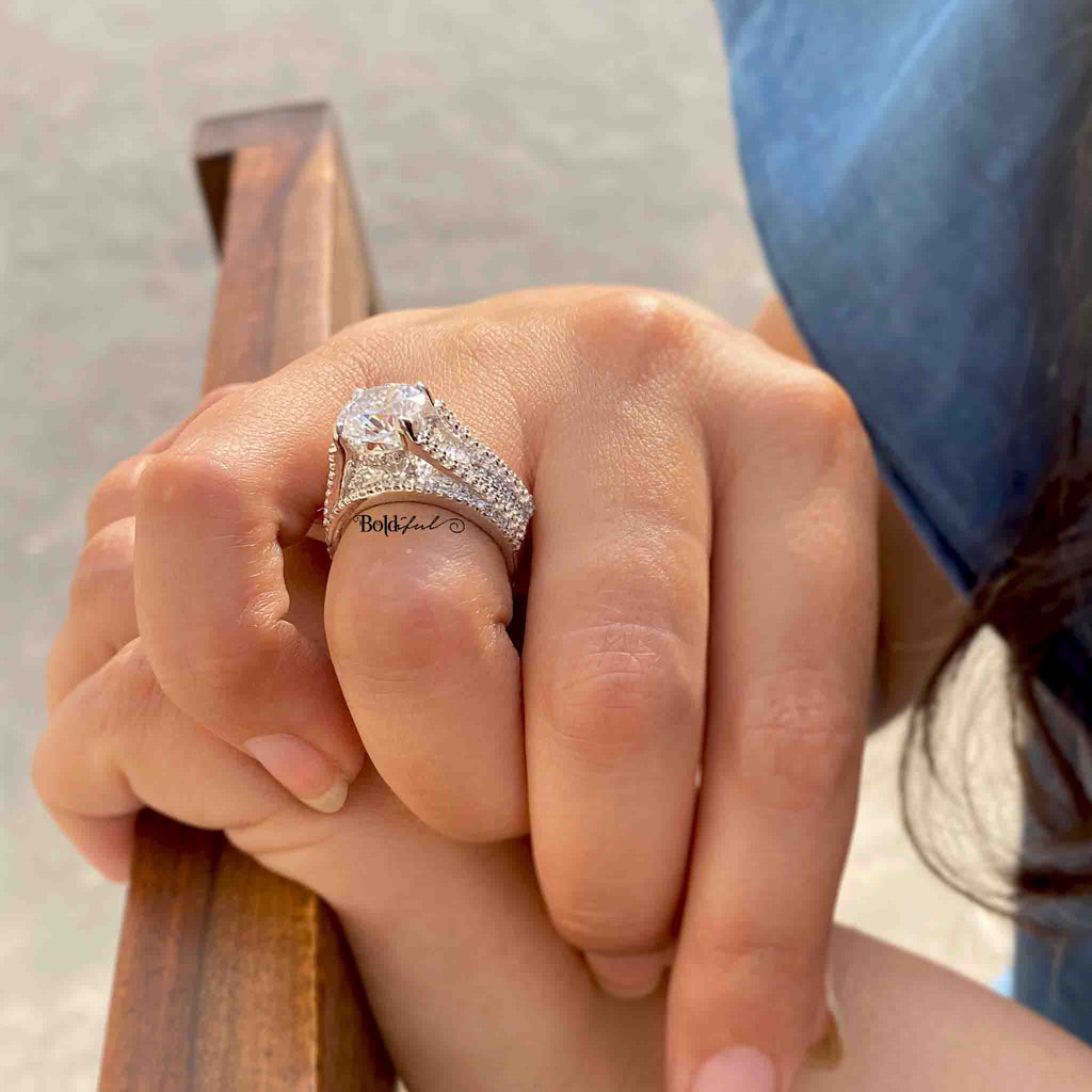 Camber Solitaire Silver Ring - Boldiful