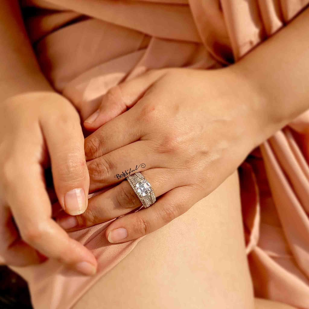 Camber Solitaire Silver Ring - Boldiful