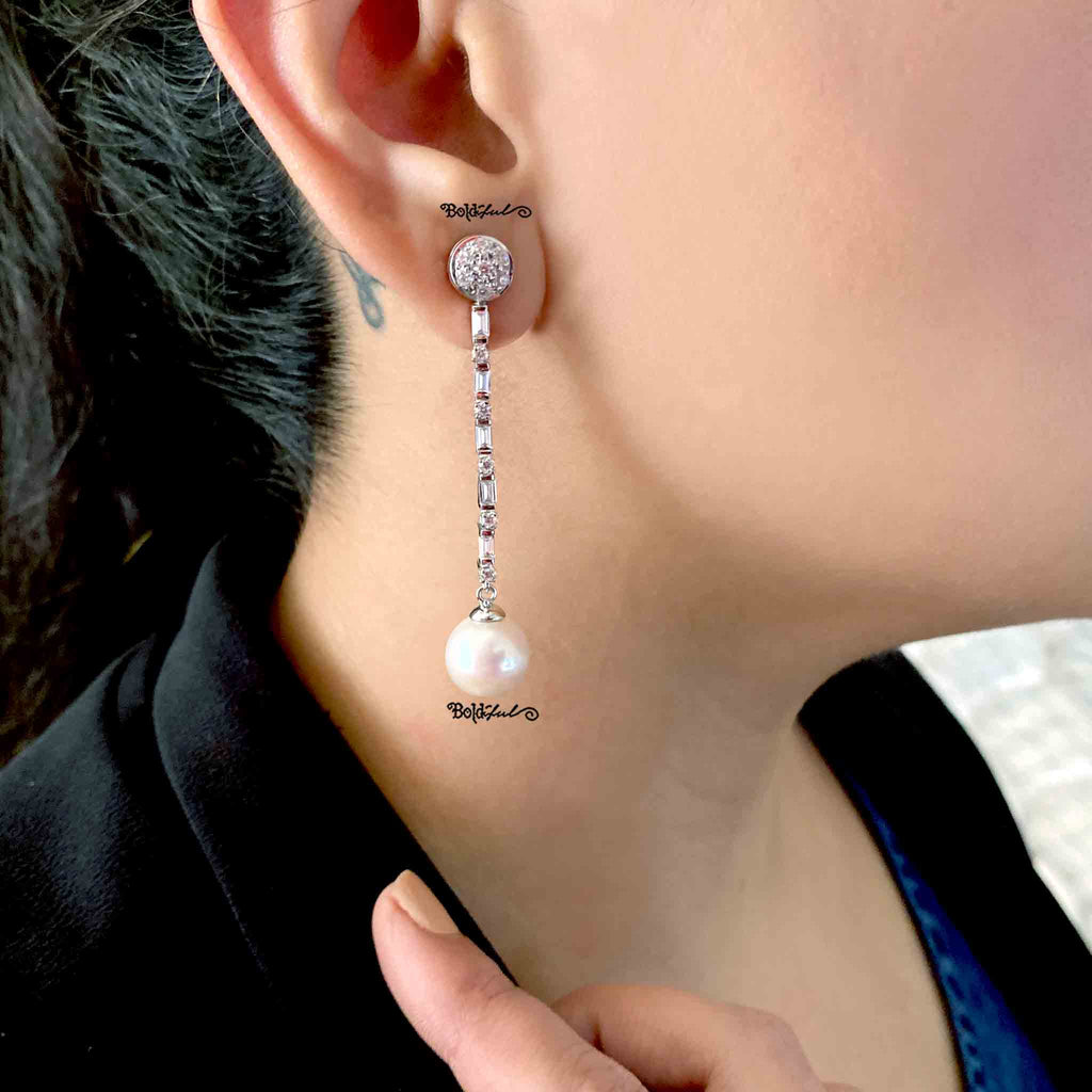Caprice Silver Earrings With Pearl - Boldiful
