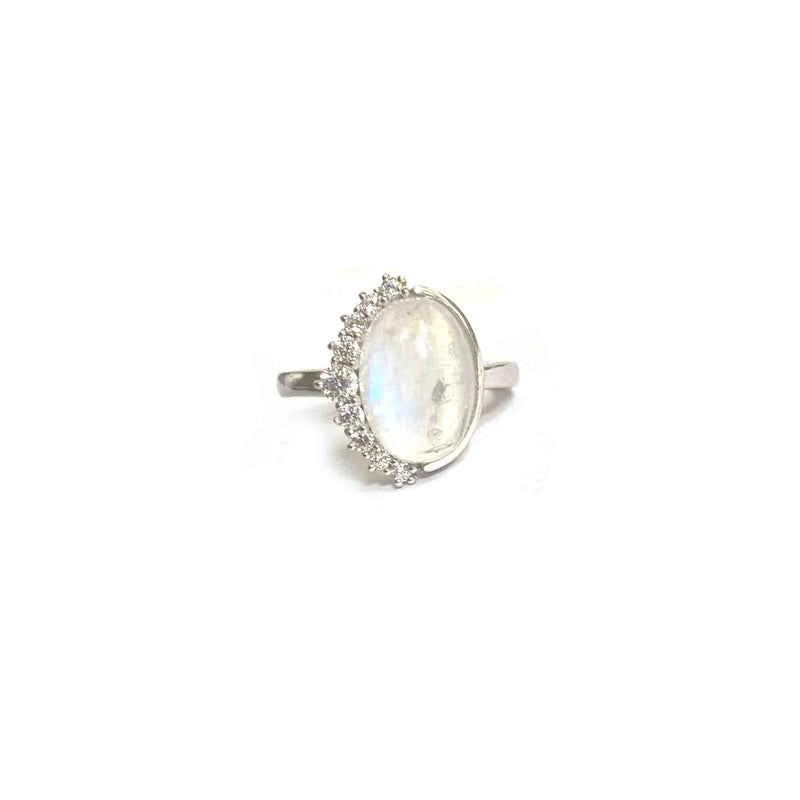 Clarion Moonstone Silver Ring - Boldiful