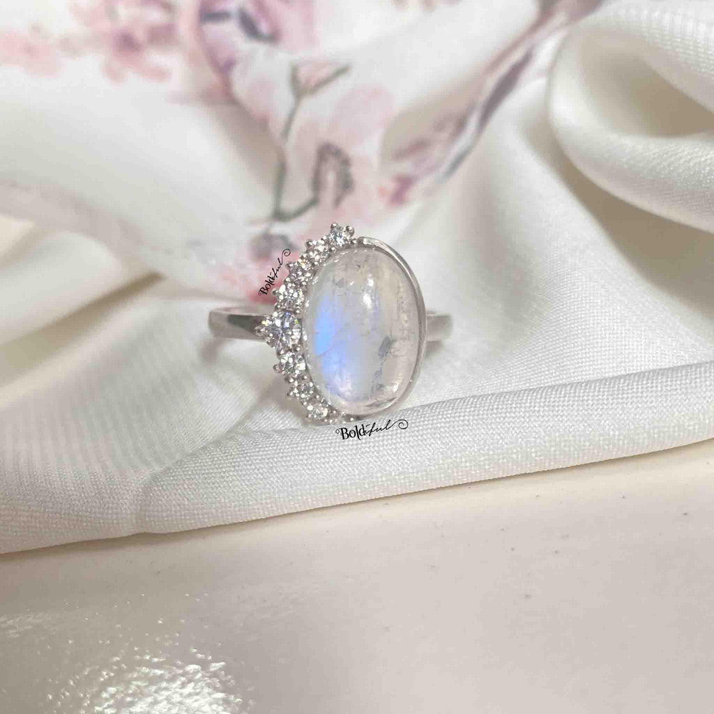 Clarion Moonstone Silver Ring - Boldiful