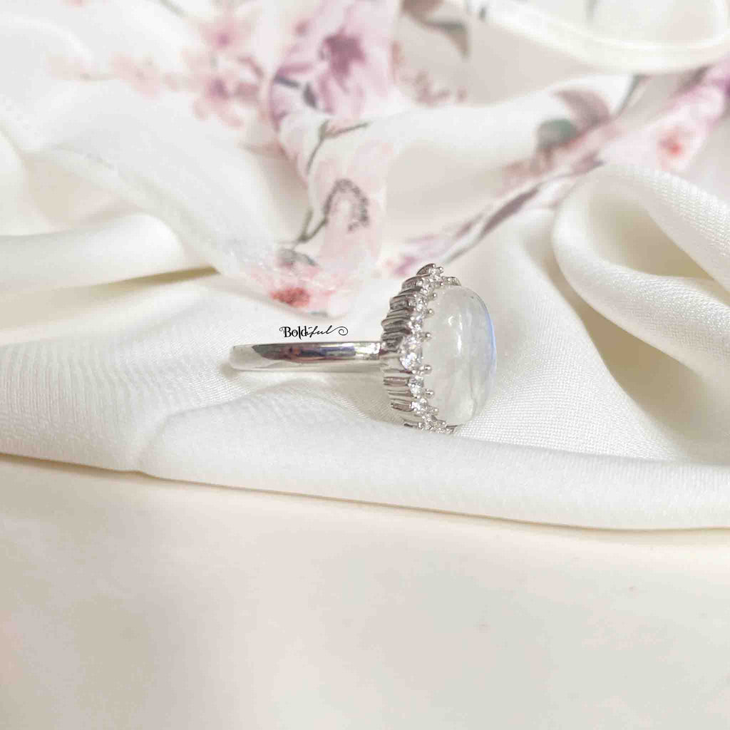 Clarion Moonstone Silver Ring - Boldiful