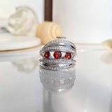 Clinquant Garnet Silver Band - Boldiful