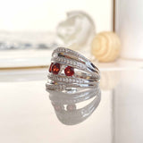 Clinquant Garnet Silver Band - Boldiful