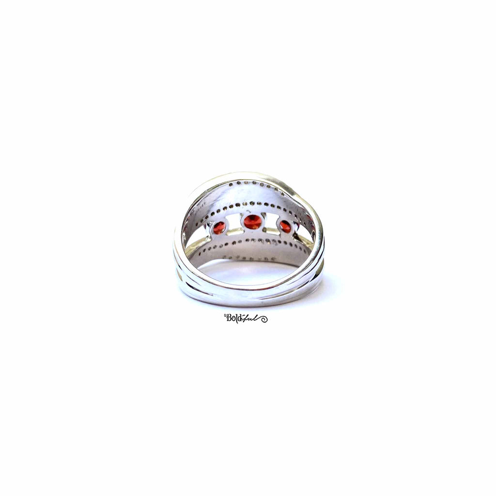 Clinquant Garnet Silver Band - Boldiful
