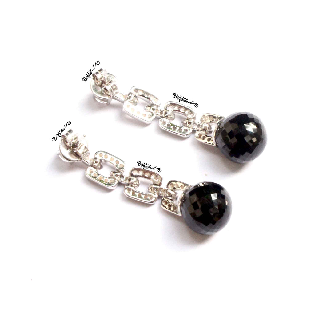 Clique Black Spinel Ball Drop Earrings - Boldiful